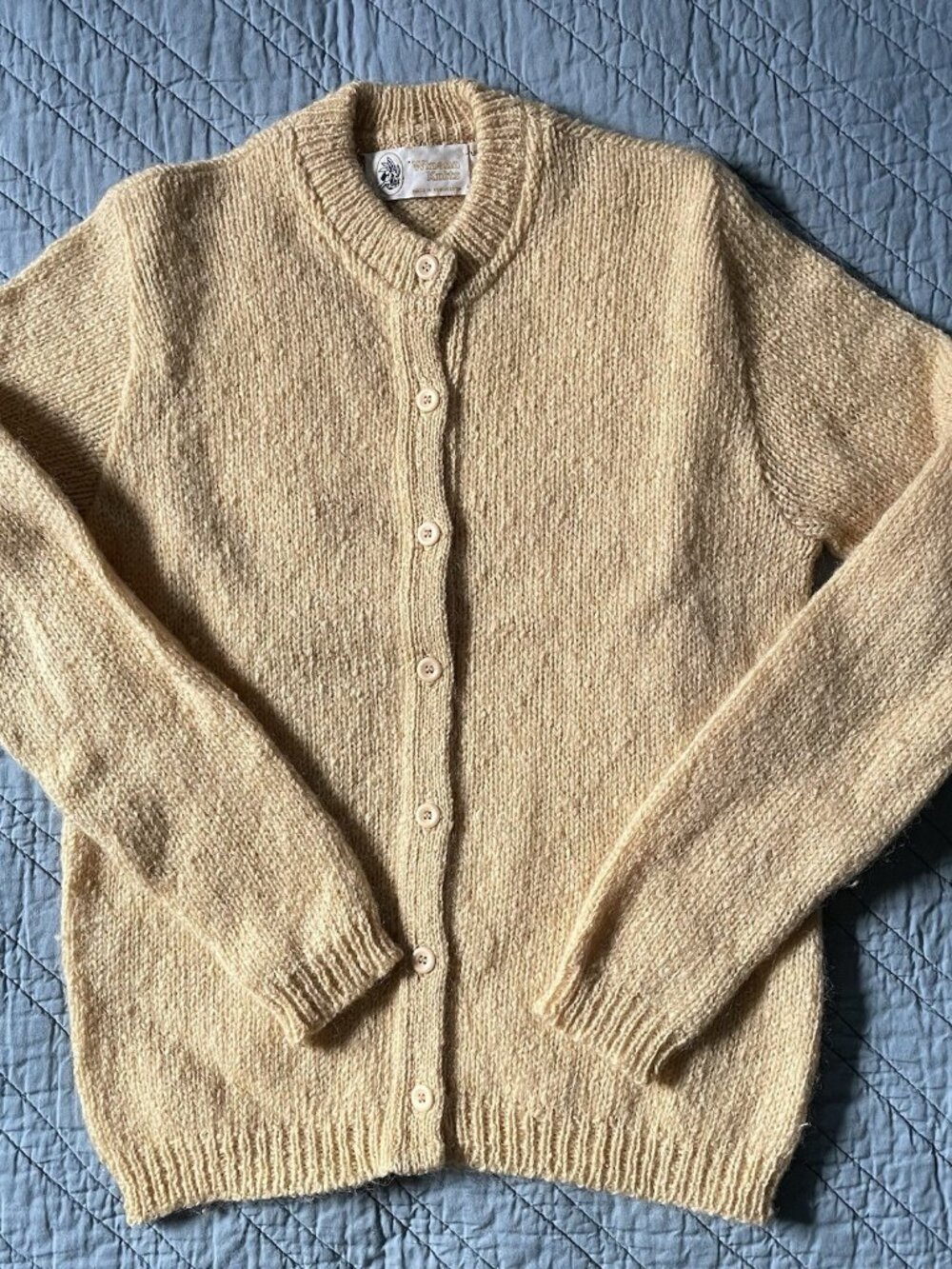 Winona Knits 100% Wool Butter Yellow Cardigan